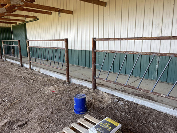 Custom Feeder Fence and Gate Openings with 4 1/2" Posts Installed By Integrity Welding Service LLC, servicing the Front Range of Colorado.